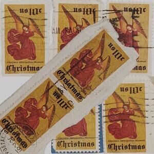 1974 Angel with Trumpet – 7 Used 10¢ USPS Christmas Stamp – Melozzo da Forlì